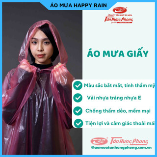 Áo Mưa Giấy, Áo Mưa Tiện Lợi, Áo Mưa Du Lịch đi phượt loại dày Tân Hưng Phong