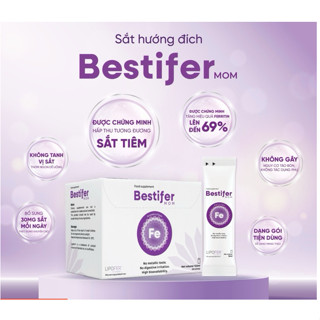 Bestifer Mom - Sắt cho mẹ bầu sau sinh hỗ trợ giảm thiếu máu do thiếu sắt, không tanh, không táo (hộp 24 gói .5ml/gói)