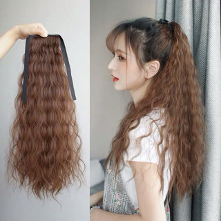 Tóc Giả Đuôi Ngựa Dài Xoăn Xù 55cm - Dễ Dàng Gắn Kèm Dây Rút, Tạo Kiểu Tự Nhiên Và Bồng Bềnhnữ đuôi xoăn nửa đầu màu đen