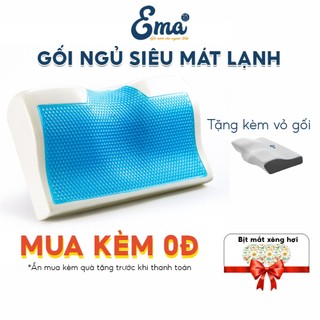 Gối ngủ nhanh siêu mát lạnh EMA - ruột cao su non, thiết kế công thái học, tặng kèm vỏ gối