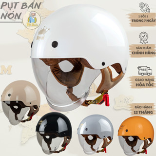 Mũ Nón Bảo Hiểm "TẶNG ỐNG TAY&TÚI ĐỰNG NÓN" Nửa Đầu 1/2 ROYAL M239 Màu Trắng Bóng KÍNH ÂM Cao Cấp Helmet [CHÍNH HÃNG]