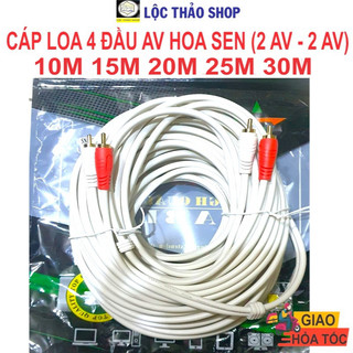 Cáp loa 4 đầu AV hoa sen dài 10M 15M 20M 25M 30M cao cấp Jstar Dây loa av 2 ra 2