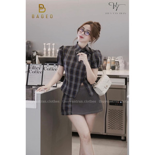 Set kẻ caro lệch chân váy 𝐁𝐀𝐆𝐄𝐎