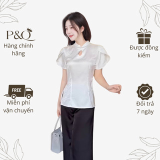 P&Q set3 | Bộ bà ba cổ trụ tay thiết kế cánh tiên chất liệu vải phi gân hoạ tiết có bigsize | P&Q set3