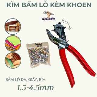 Kềm Bấm Lỗ, Kìm Bấm Lỗ Dây Nịt, Thắt lưng, Dây Nịch Cao Cấp TOP Tặng Kèm Khoen Oren Đa Năng (chính hãng)
