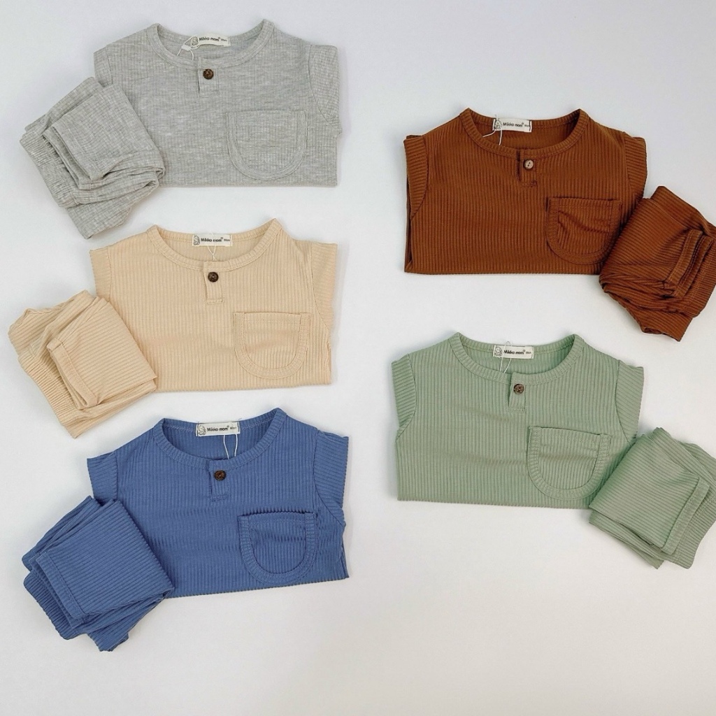  M2 sale - Combo 3 -4-5 bộ  - Quần áo trẻ em bộ dài tay thu đông cho bé trai bộ dài tay bé gái chất liệu len tăm 5-15kg 