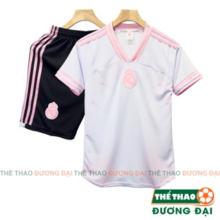 Quần Áo Bóng Đá Đồ Đá Banh Real Trắng Hồng 2024 Thun Mè Cao Cấp Thoáng Khí Thể Thao Đương Đại