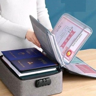 Cặp đựng hồ sơ tài liệu giấy tờ a4 cỡ lớn túi nhiều ngăn có khoá số, quai xách cầm tay tiện lợi