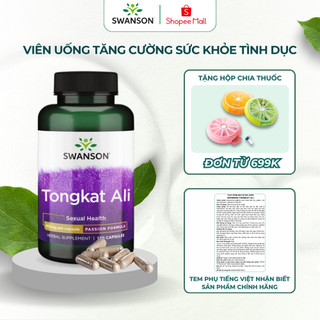 Tăng cường sức khỏe tình dục Swanson Tongkat Ali 400mg giúp bổ thận, tráng dương, tăng cường sinh lực nam giới hộp120 vi