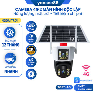 Camera năng lượng mặt trời 2 MẮT SIM 4G ko cần wifi, chống nước, đàm thoại 2 chiều, xem đêm hình ảnh có màu (BH 12T)