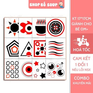 Bộ Thẻ Kích Thích Thích Thị Giác, Đồ Chơi Cho Bé Màu Đỏ Đen Chất Liệu Giấy Cứng, Kích Thước 17x17cm Shop Bố Soup