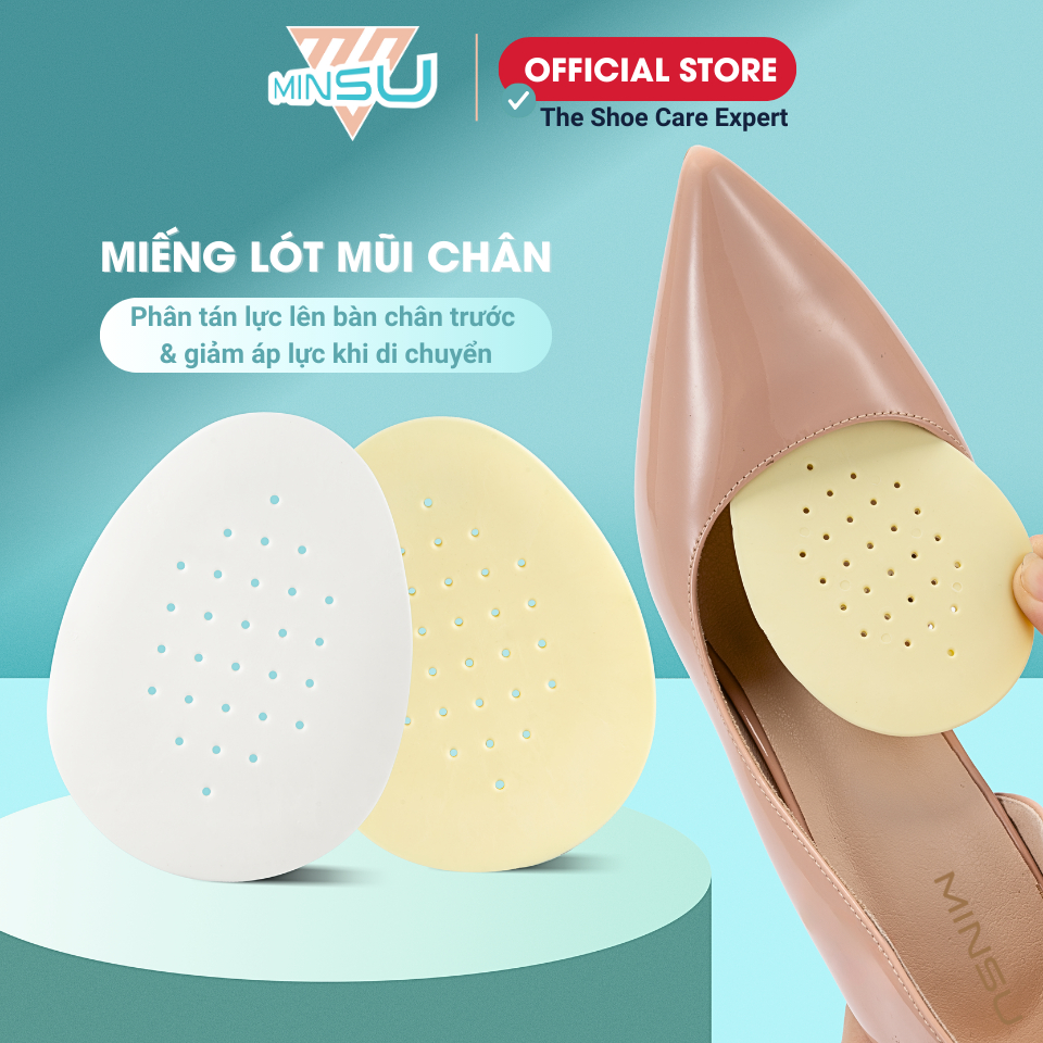 Miếng Đệm Mũi Giày Cao Su Non MINSU M5528 Êm Chân và Khử Mùi Giúp Tăng Size Giày, Tránh Xước Ngón Chân