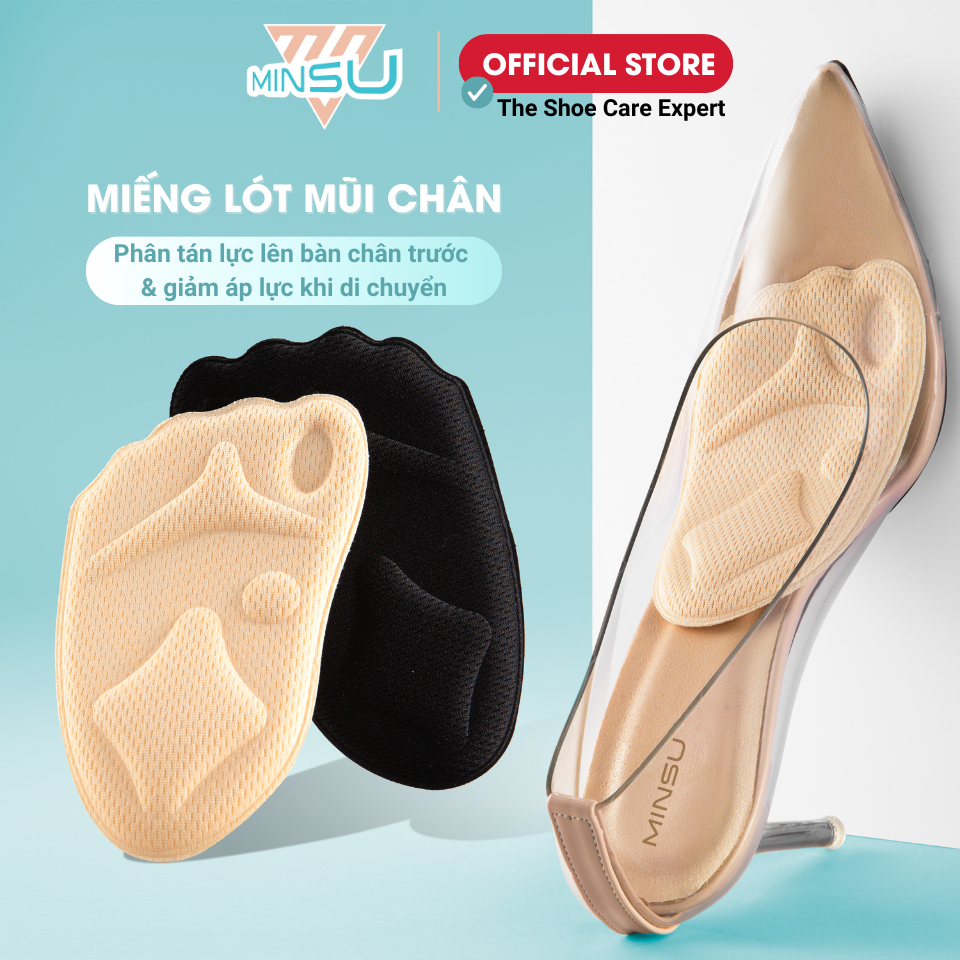 Miếng Dán Lót Mũi Giày Eva 6D MINSU M5527 Đệm Êm, Chống Trượt Đau Nửa Bàn Chân Trước, Giảm Size Giày Bị Rộng, Thấm Hút
