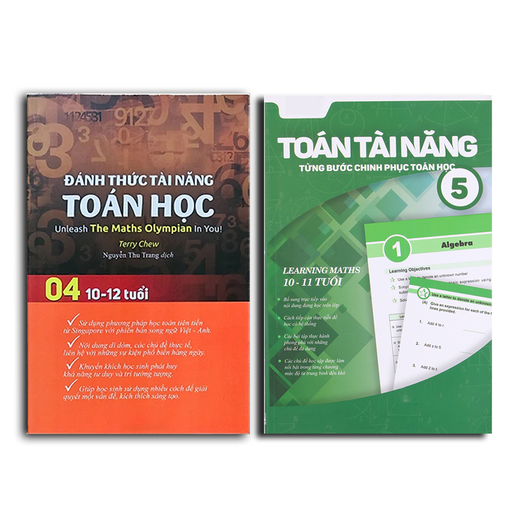 Combo sách Đánh thức tài năng toán học 4 và Toán tài năng 5 Sách toán lớp 4 lớp 5 - Học Giỏi Toán