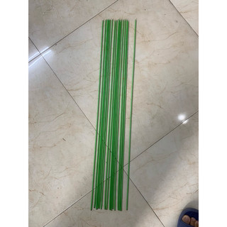 Set 10 que cắm lan dài 80cm, bọc nhựa màu xanh
