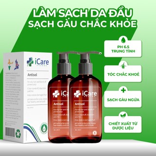 Combo 2 Chai Dầu Gội Sạch Gàu Antisol | Thương Hiệu iCare Pharma | Làm Sạch Gàu Nấm Ngứa Da Đầu | Chiết Xuất Dược Liệu