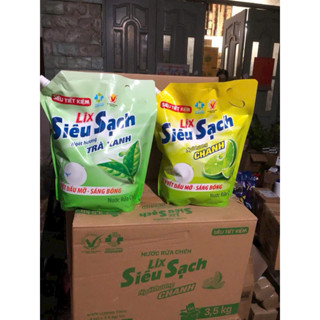  Túi nước rửa chén LIX siêu sạch hương chanh   trà xanh 3.2kg 