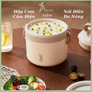Hộp Cơm Cắm Điện Hộp Cơm Trưa Văn Phòng kiêm Nồi Điện Mini Đa Năng Ann Vuii Siêu Lợi, D.Tích 1,5L Tặng Túi, Đũa, Thìa