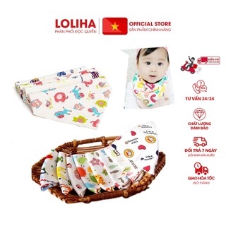 ⛔GIADUNGHOANGMAI⛔ Bộ 10 khăn yếm cho bé (LOẠI COTTON CÓ KHUY CÀI)
