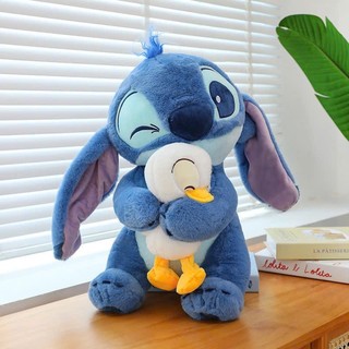 Gấu bông Stick xanh ôm bé vịt - thú nhồi bông Stick Dễ Thương Gấu Bông Stitch xanh, stitch hồng ôm gấu bông