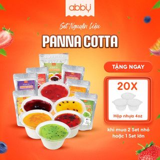 Set làm Panna Cotta ABBY nguyên liệu làm bánh vị dâu, chanh dây, việt quất, xoài, kiwi, cherry