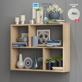 [MUA 1 TẶNG 1] Kệ Sách Treo Tường Chữ Nhật Kết Cấu Giấu Chân Chắc Chắn SIB DECOR - KT07
