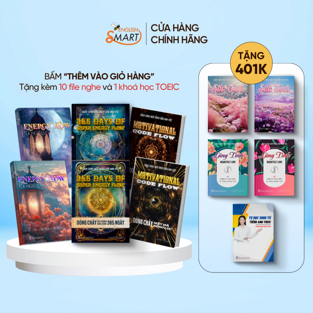 Bộ 6 Sách Song Ngữ Anh-Việt: Dòng Chảy Năng Lượng- Siêu Trường Năng Lương 365 Ngày- Dòng Chảy Mật Mã Động Lực[KÈM AUDIO]