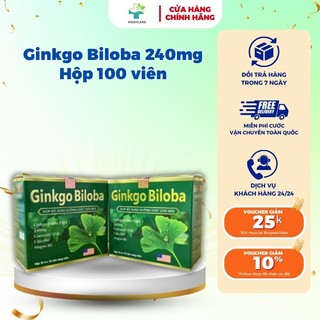 Hoạt huyết dưỡng não GINKGO BILOBA 240mg lưu thông máu lên não, giảm tiền đình Hộp 100 viên