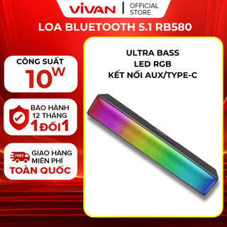 Loa Bluetooth 5.0 VIVAN RB580 / RB520 Công Suất 10W Pin 1200mAh Bass Trầm Mạnh Mẽ - Hỗ Trợ Kết Nối USB/ AUX/ Thẻ Nhớ