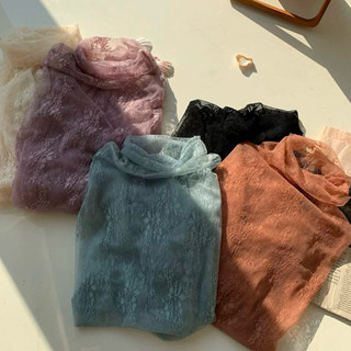 Áo Lưới Mỏng Thêu Hoa Cổ Cao Kiểu Dáng Mới