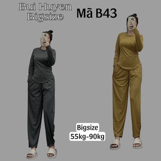 B43-sét bộ áo dài quần baggy suông 9 tấc bigsize 55-90kg