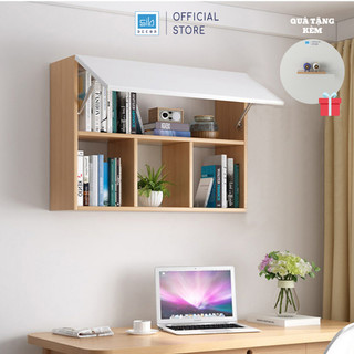 [MUA 1 TẶNG 1] Tủ Sách Văn Phòng Treo Tường 3 Ngăn Có Cánh KT706 SIB Decor