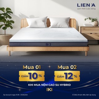 Nệm cao su hybrid iki liên á - êm ái thoáng mát nhờ lớp cao su bề mặt và bên dưới là foam