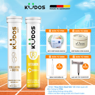 Combo viên sủi kudos vitamin c 1000mg + viên sủi kudos beauty collagen + biotin