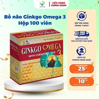 Hoạt Huyết Dưỡng Não Ginkgo Omega 3 With Coenzyme Q10 - Tốt Cho Não, Tim, Mắt - Hộp 100 Viên