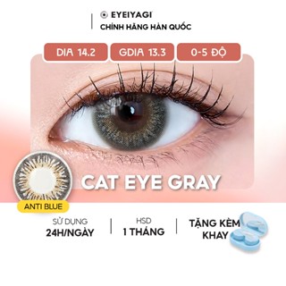 Kính áp tròng EYEIYAGI lens chống ánh sáng xanh Cat Eye Gray Antiblue anti UV độ cận 0-8 đeo 24h | Chính hãng Hàn Quốc