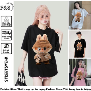 Áo thun tay lỡ unisex form rộng GẤU LABUBU 1 - Áo phông cổ tim F&S nam nữ cho cặp đôi phong cách