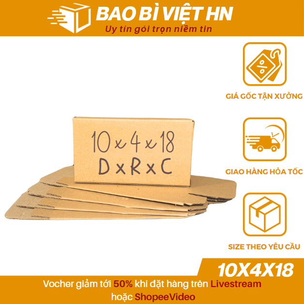 18x10x4 Combo 20 Hộp nắp gài đóng hàng, hộp đựng phụ kiện, mỹ phẩm- Bao Bì Việt HN