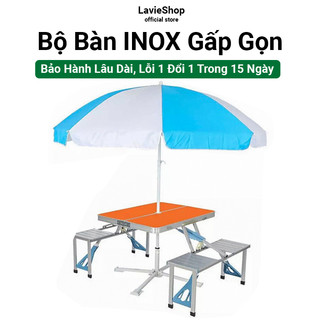Bộ Bàn Ghế Gấp Gọn Du Lịch Hợp Kim Nhôm Kiểu Dáng Gập Vali Bàn Xếp Gọn Dã Ngoại Liền 4 Ghế Siêu Nhẹ