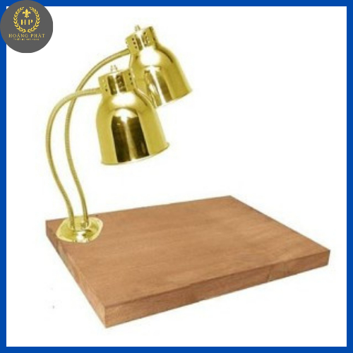 Đèn hâm nóng thức ăn mặt gỗ 2 bóng