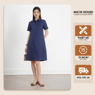 Đầm Suông Công Sở Michi House Váy Xuông Cổ Sơ Mi Dáng Dài Bầu Mặc Cũng Xinh V737