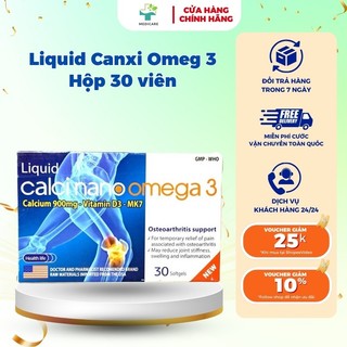 Bổ sung canxi nano mk7 LIQUID CALCI NANO OMEGA 3 Hộp 30 viên phòng ngừa loãng xương khỏe xương khớp