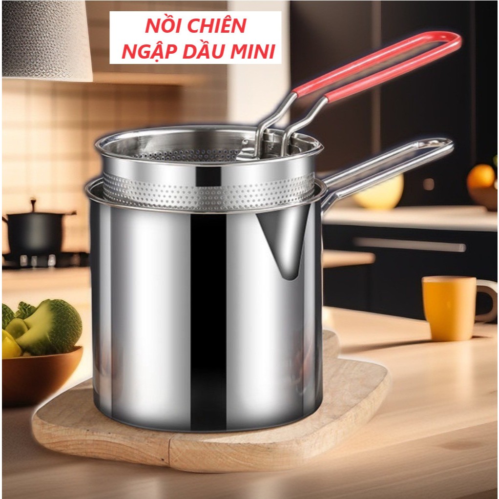 Nồi chiên ngập dầu, nồi chiên tiết kiệm dầu mini, nồi chiên lọc dầu sâu lòng 2in1 tiện lợi