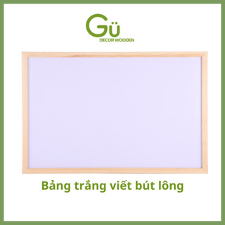 Bảng viết bút lông, Bảng trắng để bàn treo tường khung gỗ decor bàn làm việc