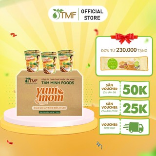 Thùng 24 ly cháo gạo lứt rong biển yến mạch Yummom giảm cân ăn liền tiện lơị TÂM MINH FOODS