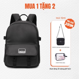Balo da pu, ba lô thời trang - scarab chapter leather backpack unisex vừa laptop 15.6 inch
