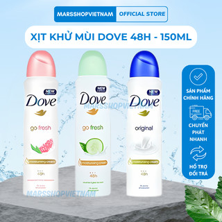 Xịt khử mùi dove, xịt body dove moisturising cream hương dưa leo 48h 150ml - marsshopvietnam