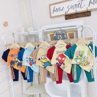   Tiệm Mẹ Shin  Bộ thun lạnh tay ngắn quần dài phối sọc thể thao năng động  Cho Bé trai Size 9kg đến 25kg 