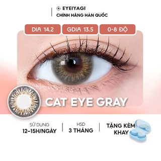Kính áp tròng EYEIYAGI lens xám tự nhiên Cat Eye Gray cận 3 tháng độ cận 0-8 DIA 14.2mm | Lens chính hãng Hàn Quốc