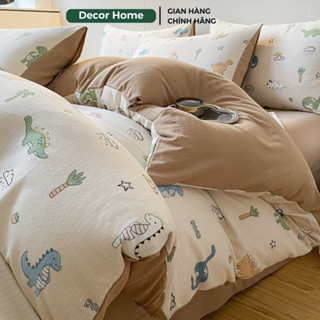 Bộ ga gối và vỏ chăn Đũi Sợi Tre hoạ tiết hoa nhí hàng nhập khẩu cao cấp, Set Đũi Sợi Tre Vintage mềm mại Decor Home P3